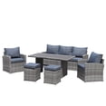 thumbnail image 1 of Canddidliike Patio Garden PE Rattan Sofa Dining Table 6-Piece Set, Grey Wicker, 1 of 9