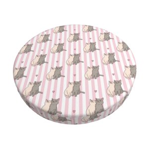 Easygdp Heart Cat Print Easy To Install Bar Stool Covers&Stool Covers Round&Elastic Stool Cover, Barstool Covers,Washable&Bottom With Elastic Edge-14 inch
