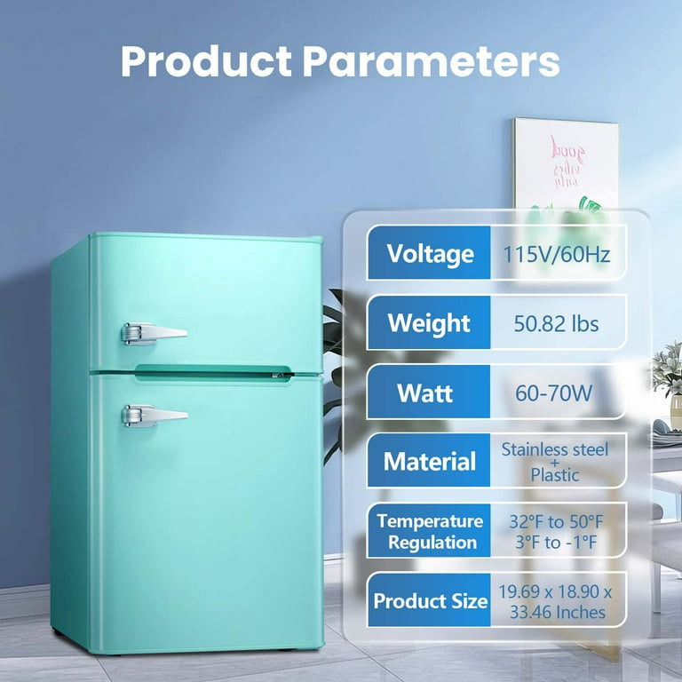 KISSAIR 2.3 Cu.ft Single Door Mini Freezer, Upright Compact Freezer with  Retro Handle & Removable Shelf & Adjustable Temperature Control, Low Noise
