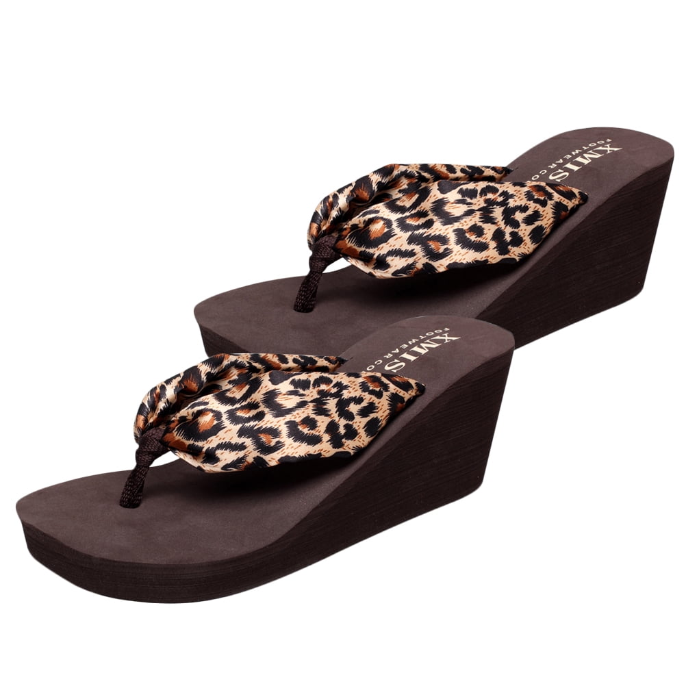 1 Pair of Flip-flops Summer Platform Shoes Bohemia Style Silks Satins Beach Shoes Wedge Slippers - Size 36 6US (Leopard) 1 Pair of Flip-flops Summer Platform Shoes Bohemia Style Silks Satins Beach Shoes Wedge Slippers - Size 36 6US (Leopard)