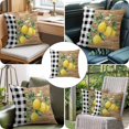 thumbnail image 4 of Throw Pillow Covers, Summer Lemons Decorative Throw Pillow Covers 20x20 Inch, Botanical Fruit Branch Check Wooden Grain Square Linen Pillow Cases for Couch/Living Room/Sofa, 4 of 9