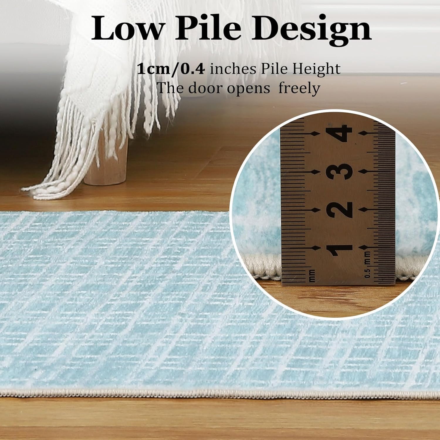 Memoryfield Washable Checkered Area Rugs 5' x 7', Throw Carpet for Bedroom Living Room Entrance Laundry Bathroom Plaid Modern Farmhouse Rug, Mint Green