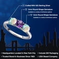 thumbnail image 2 of Gem Stone King 925 Sterling Silver Purple Amethyst and Simulated White Opal Engagement Ring for Women | 1.48 Cttw | Round 5MM | Gemstone February Birthstone | Size 5, 2 of 6