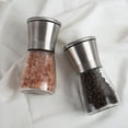 thumbnail image 3 of Juego de 2 molinillos de especias con molinillo de cerámica ajustable, elegante molinillo de sal y pimienta de acero inoxidable de alta calidad, también como molinillo de chile [sin especias], 3 of 5