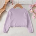 thumbnail image 4 of Lmnyox Cardigan Sweaters for Girls Cute Ruffle Trim Button Crew Neck Knitted Tops Fashion Plain Long Sleeve Sweaters, 4 of 5