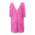 thumbnail image 3 of Women's Neck Dress for Women V Neck Shirt Dress Sparkly Half Sleeve Loose Party Club Cocktail Dress, 3 of 9