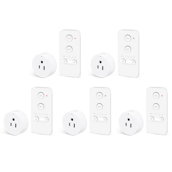 NineLeaf Remote Control Outlet, Wireless Remote Control Electrical Outlet Switch with Countdown Function For Lights, Fans, Christmas Lights, Small Appliance, 15A/1500W, Up to 500ft Range, 5Set