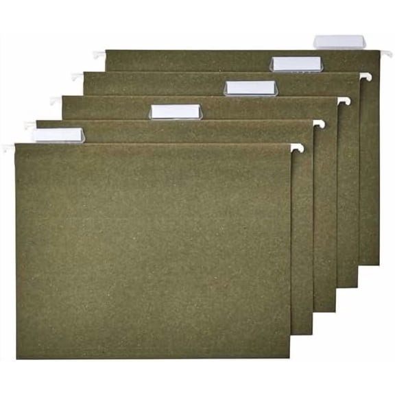 Hanging File Folders, 1/5-Cut Tabs, Letter Size, Standard Green, 50 Count per Box