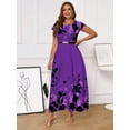 thumbnail image 2 of AURA Women Plus Size Elegant Floral A Line Dress 3/4 Sleeve Casual Long Dress, 2 of 6