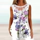 thumbnail image 1 of ICHUANYI Clearance Women Fashion Summer Sexy Fold Printed Regular Lace Sleeveless V Neck Button Top(Purple, L) ICHUANYI WER2023080904904, 1 of 5