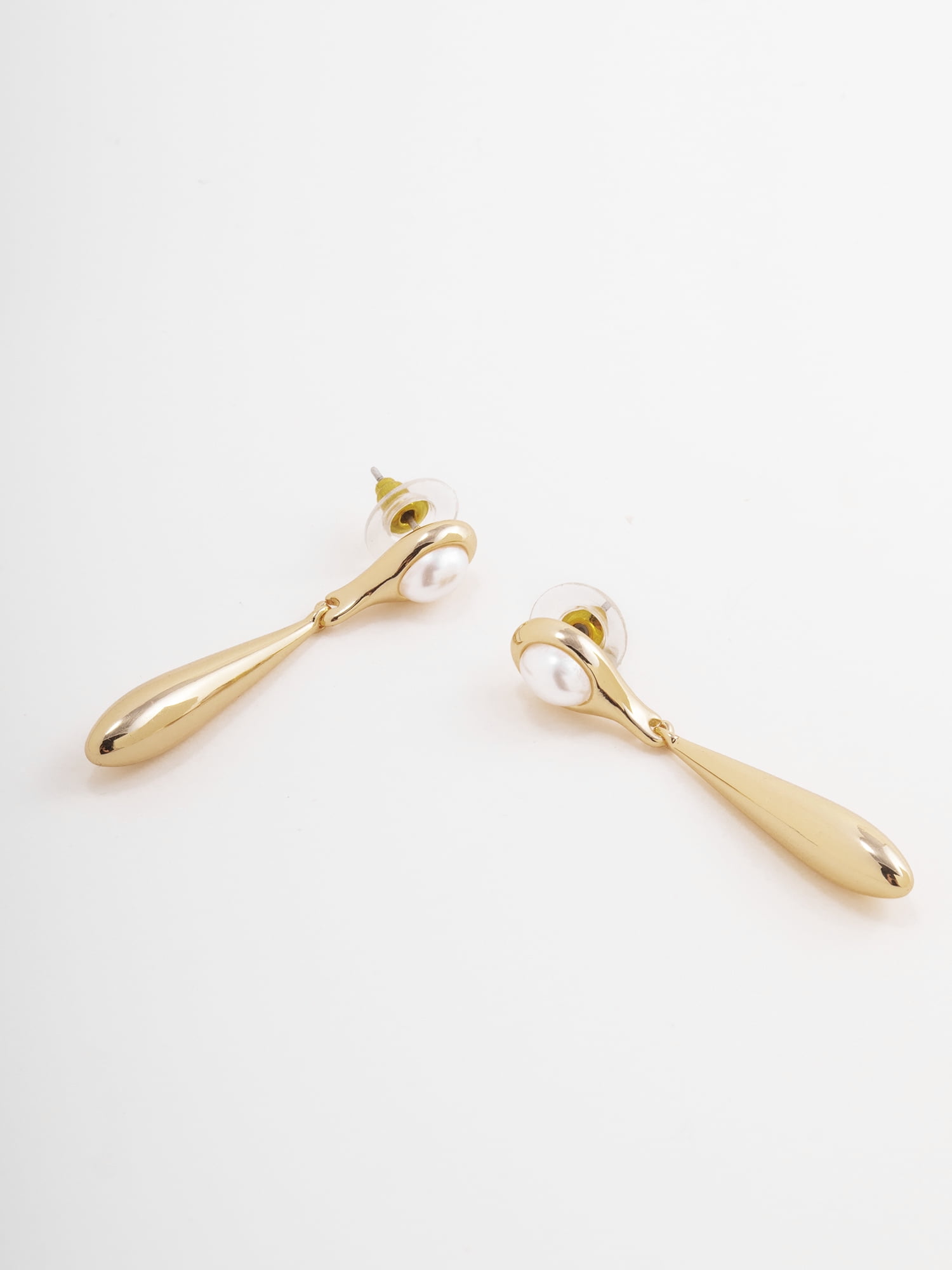 Scenario Women's Gold‑Tone Drop Earrings with Faux Pearl