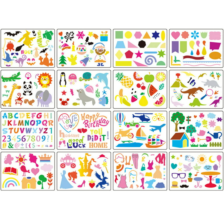 Kids Stencils Plastic Drawing Painting Stencil Templates For Child  Crafts-Washable Template For School Projects-(Random Colors )
