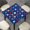 thumbnail image 3 of American Flag Square Tablecloth, Patriotic American Stars Elastic Edge Fitted Table Cover, Fits to 36x36 In Table, Wipeable Table Covers for Dining Kitchen Party Patio Independence Day Decor, Blue, 3 of 4