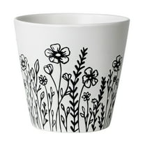 Mainstays 5.9”D x 5.51”H Round Ceramic Wildflower Planter, White