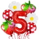 thumbnail image 1 of Set de globos con diseño de fresa y margarita, 7 unidades, con número 5, para fiestas, 1 of 1