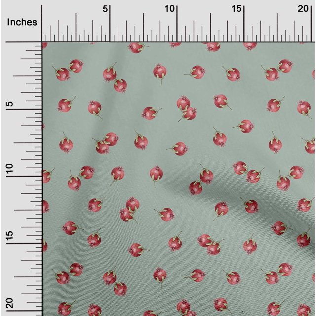 oneOone Cotton Silk Fabric Pomegranate Fruit Printed Fabric 1 Yard 42 Inch Wide