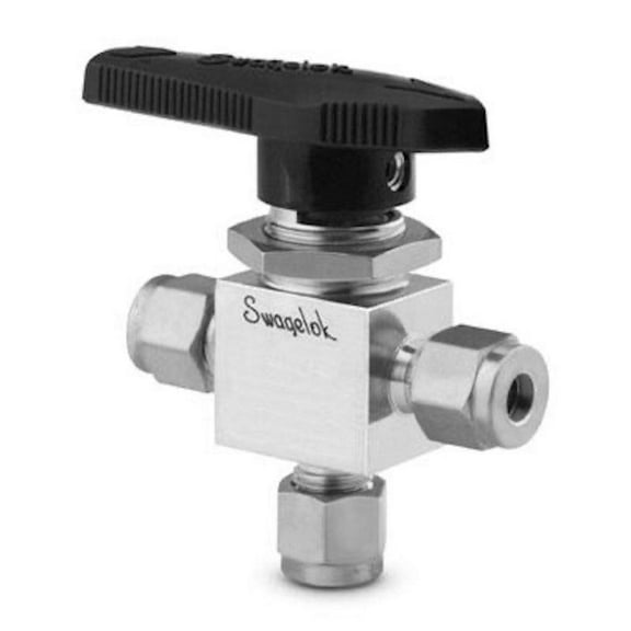SS-43XS4-BKB-2937 | Swagelok Ball Valve, (3 Way), Inlet/Outlet : 1/4" Tube : OD Compression, 2,500 psi, 316 Stainless