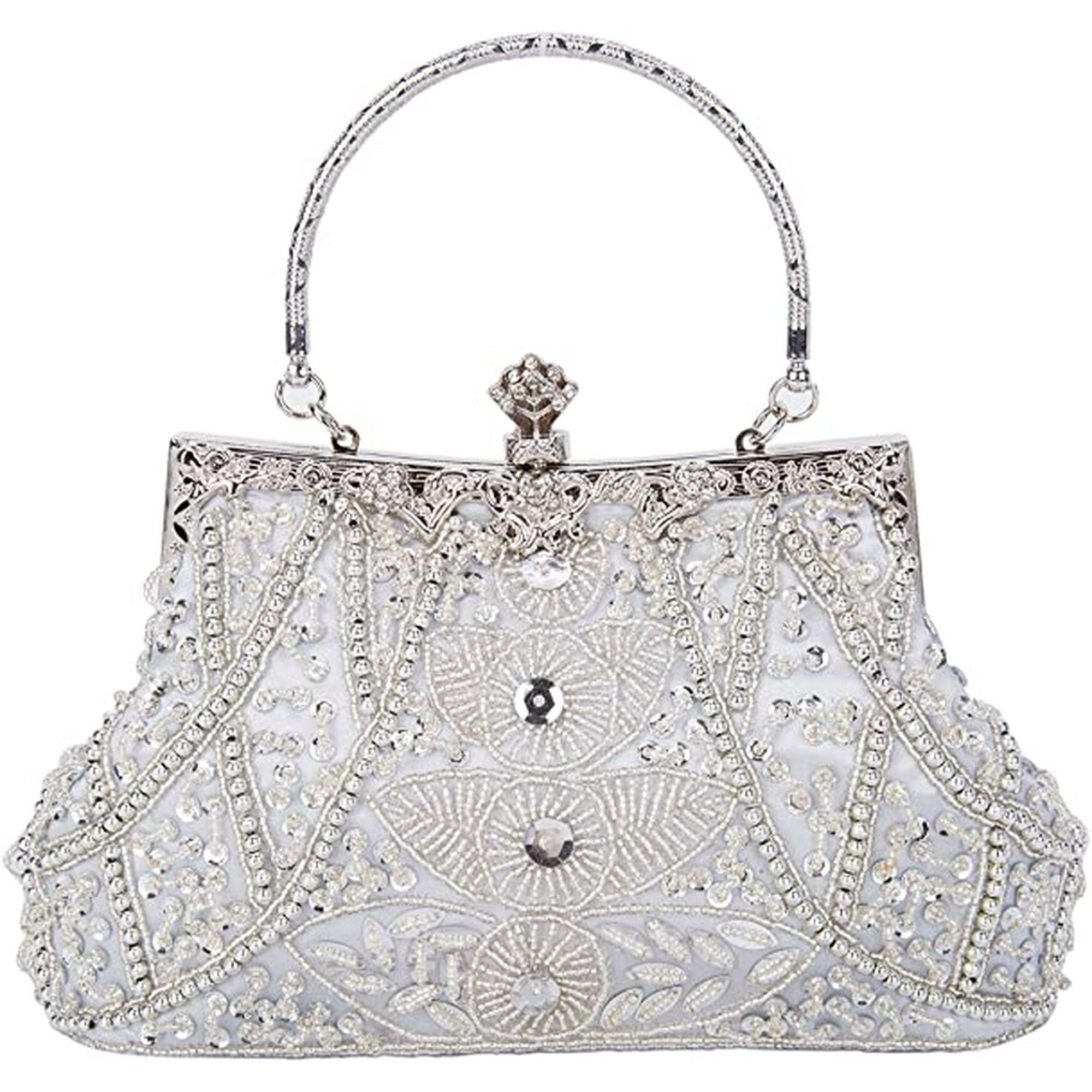 Evening Bag and Clutches for Women Beaded Sequin Wedding Purse Party Bridal Handbag