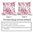 thumbnail image 6 of Hot Pink and Cream Floral Pillow Covers 16x16 Inch Set of 2 Vintage Floral Throw Pillow Covers Chinoiserie Flower Pillowcases Rustic Farmhouse Cotton Linen Cushion Covers for Couch Bed Sofa Decor, 6 of 6