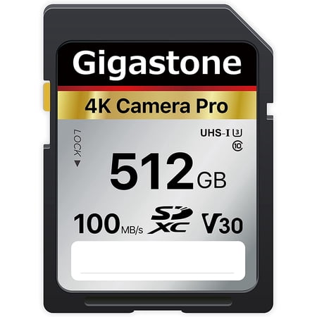 Gigastone 512GB SD Card V30 SDXC Memory Card High Speed 4K Ultra HD UHD Video Compatible with Canon Nikon Sony Pentax Kodak Olympus Panasonic Digital Camera