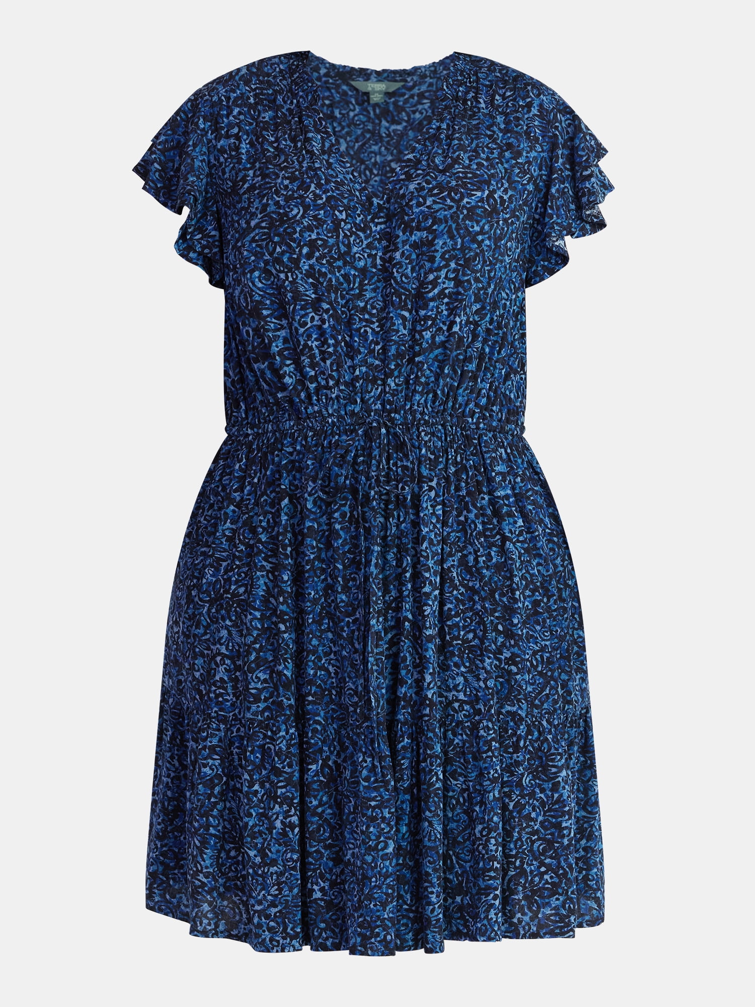 Terra & Sky Women's Plus Size Mini Dress with Flutter Sleeves, Sizes 0X-5X