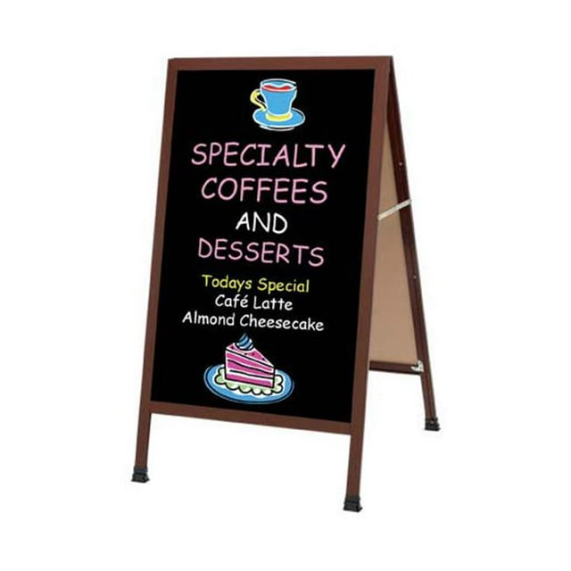 Aarco Products 1-WA-1BP A-Frame Sidewalk Black Acrylic Board - Cherry