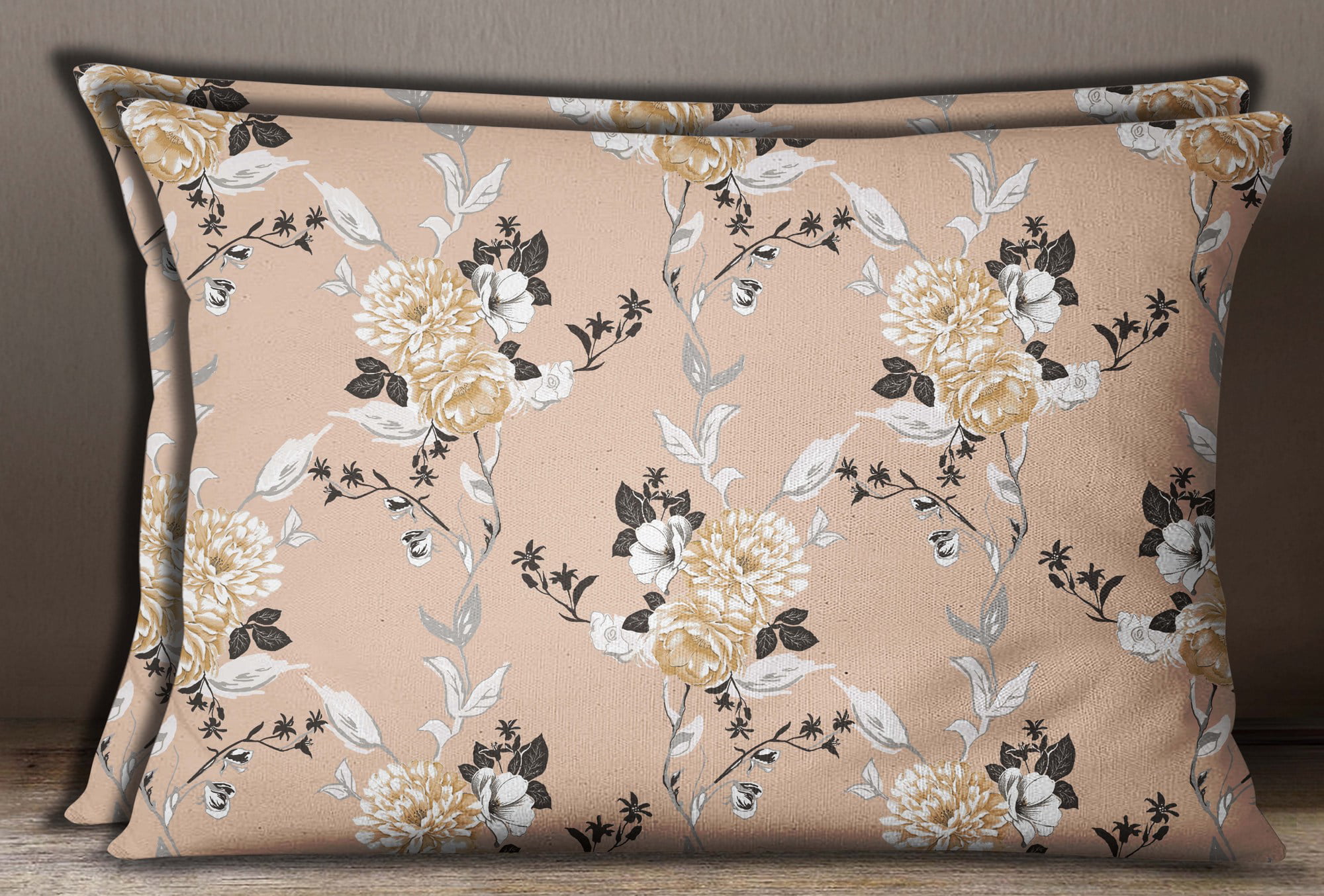 Details about   S4Sassy Floral Print Cotton Poplin 2 Pcs Peach Rectangle Pillow Sham 