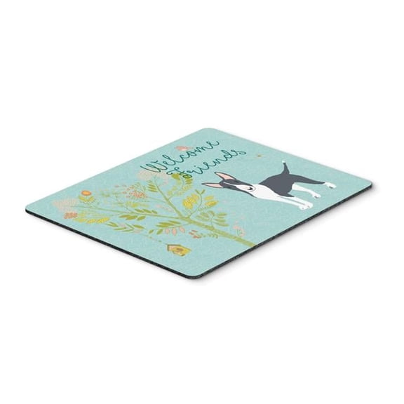 Carolines Treasures  Welcome Friends Black Bull Terrier Mouse Pad - Black - 9.5 x 0.25 x 8 in