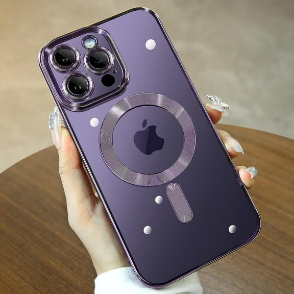 Magnetic Case for iPhone 14 Pro Max Case, Clear [Camera Protection] [Compatible with MagSafe], Slim Shiny Women Girls Phone Case (6.7"), Gold