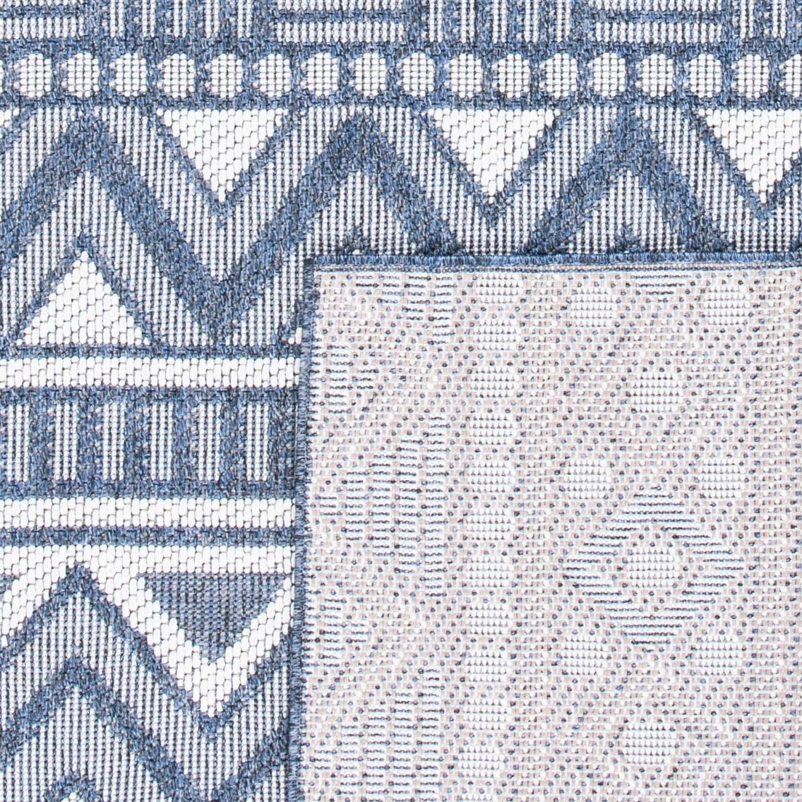 SAFAVIEH Machine Washable Rug Indoor/Outdoor Bermuda Collection - Bermuda Jacinth Geometric Machine Washable Indoor/Outdoor Area Rug, Navy/Cream, 8' x 10'