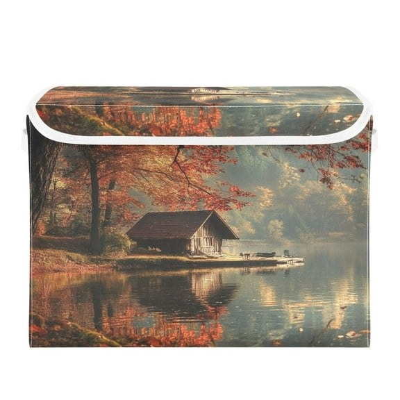 Storage Box With Lid 16.5x12.6x11.8In Foldable Stacked Household Storage Box A House