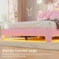 thumbnail image 6 of Princess Pink Bed Frame Full with LED Lights & Charging Station, Velvet Platform Upholstered Bed for Teen Bedroom Pink Furniture, 6 of 9