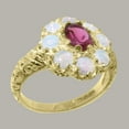 thumbnail image 2 of LBG British Made 10k Yellow Gold Natural Pink Tourmaline & Opal Womens Promise Ring - 33 size options - Size 9.5, 2 of 8