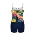thumbnail image 4 of FAHXNVB Plus Size Tankini Swimsuit for Women Two Piece High Waist Bathing Suit with Built in Bras Sleevleess V Neck Tankini Top with Shorts,XXXXL,Blue 2, 4 of 5