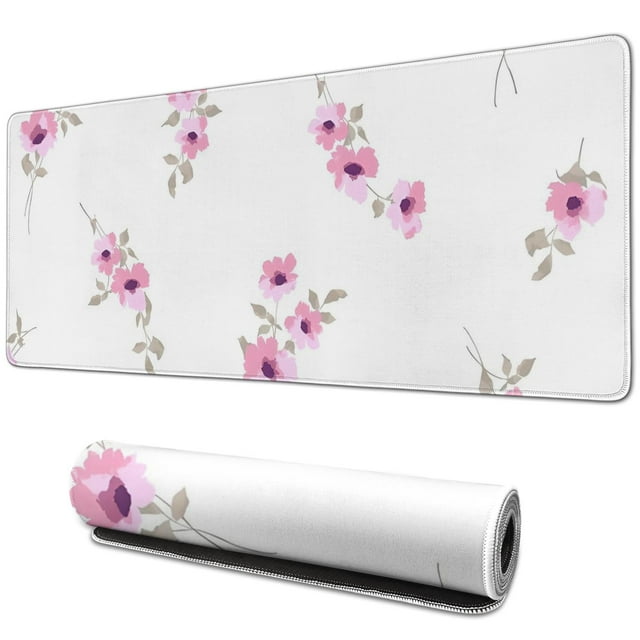 Mini Floral Flower Mouse Pad - Non-Slip Rubber Base, Smooth Surface for High Tracking Accuracy, Perfect for Office, Home & Gaming, Laptop Compatible, Large 31.5x11.8 Inch - Spruce Up Your Desk