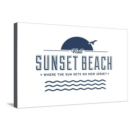 Visit Sunset Beach - Where the sun sets on New Jersey (White) Stretched Canvas Print Wall Art By Lantern (Best Towns To Visit In New Jersey)