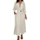 thumbnail image 1 of Vestido liso de mujer con cinturón, manga larga y escote en V profundo, poliéster y spandex, estilo informal y elegante, tallas S-XXXL, 1 of 5