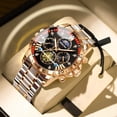 thumbnail image 2 of Reloj de Cuarzo Cronógrafo para Hombre, Correa de Acero Bicolor con Fase Lunar Impermeable de 30 M, 2 of 6