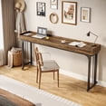 thumbnail image 4 of Grande Table de Maquillage 78.8 Pouces avec Roues, Bureau d'Ordinateur Mobile avec Rangement, Marron et Noir, 4 of 8