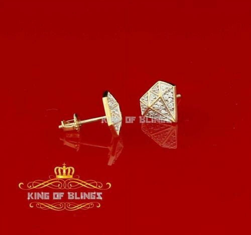 King of Bling's 0.24ct Cubic Zirconia 925 Yellow Silver Women's & Men's Hip Hop Stud Earrings