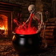 thumbnail image 4 of Halloween Decorations Indoor - Vintage Puking Skeleton Cauldron | Green LED Mist Maker Spooky Black Witch Bowl Halloween Decor for Party Kitchen Mantel Tabletop, Red, 4 of 7