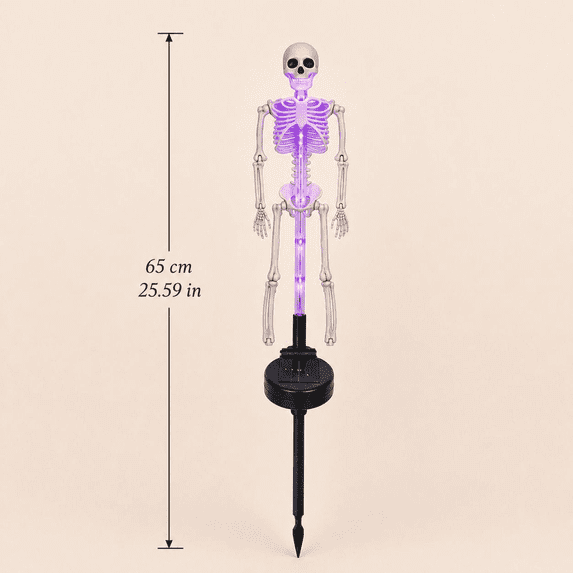 Solar Skeleton Yard Stake Lamp, Glow Bones Halloween Decoration with LED Light, Waterproof 3D Realistic Skull for Outdoor Grave Lawn Patio Fall Decor
