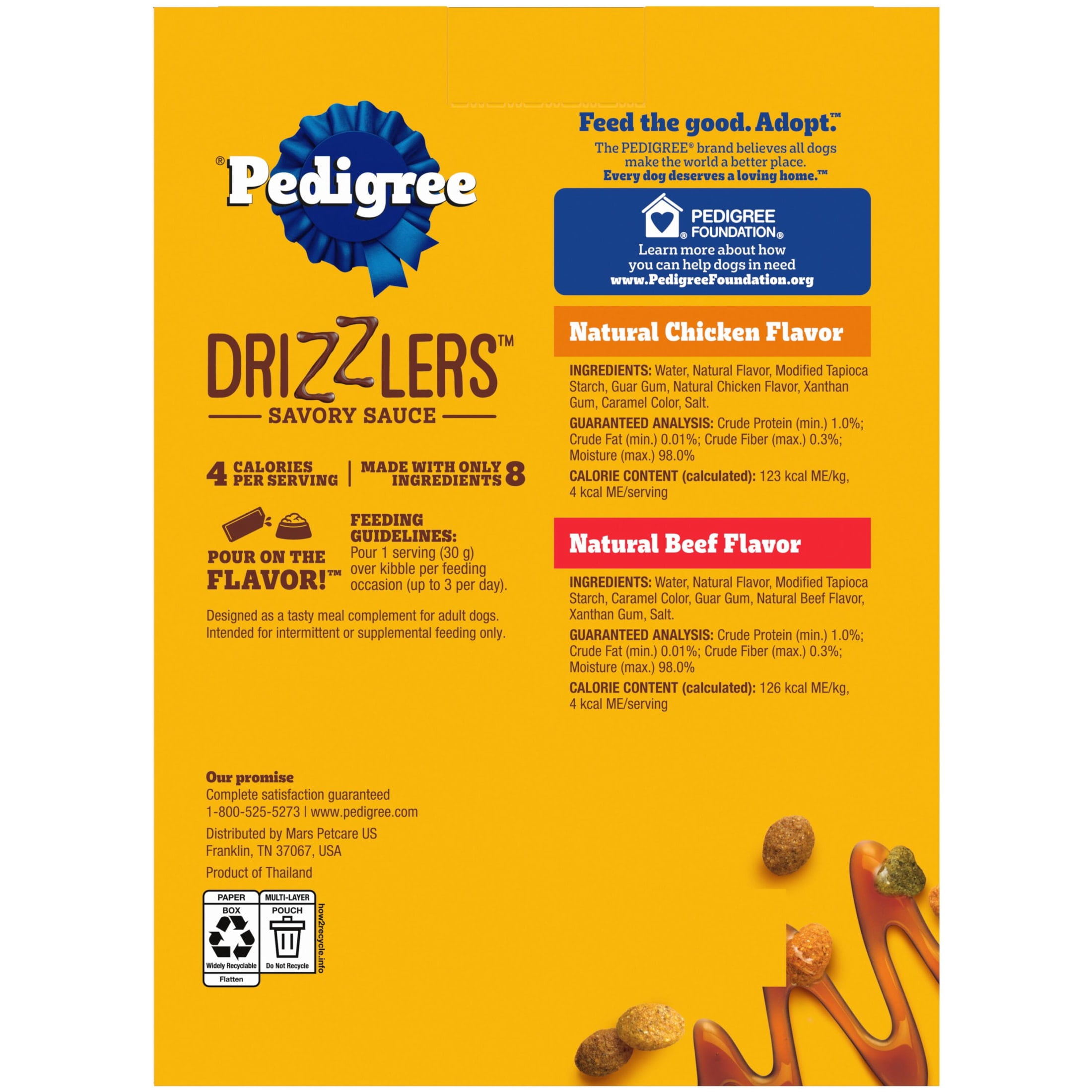 Pedigree Drizzlers Savory Sauce Multipack Wet Dog, 2.1 oz Twin Pouches, 8-Pack