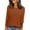 Orange, variant on hoksml Women's Waffle Knit Long Sleeve T-Shirt - Solid Color Loose Fit Lace-Up Round Neck Casual Pullover