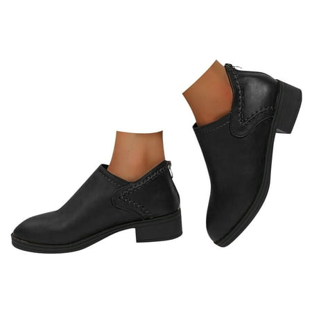 OJSFQUFP Womens Shoes Winter Warm Boots Ladies Ankle Boots Heel for Wedding Party Dress High Fasion Sexy Heel Sandal Comfortable Fall Shoes Sneaker Boots Black 38