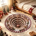 thumbnail image 7 of EaskTriop Christmas Gingerbread House Round Rug, 3D Visual Illusion Holiday Floor Mat, Non‑Slip Circular Decorative Carpet for Living Room Bedroom Xmas Home Decoration, 7 of 7