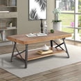 thumbnail image 7 of Zeeyh 43'' Metal Legs Rustic Coffee Table, Solid Wood Tabletop, 7 of 7