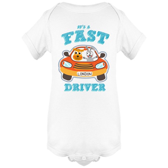 Its A Fast Driver Animal Sticker Bodysuit Infant -Image by Shutterstock,  6 Months