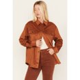 thumbnail image 2 of Cleo + Wolf Women's Faux Suede Shacket Cognac X-Large  US, 2 of 4