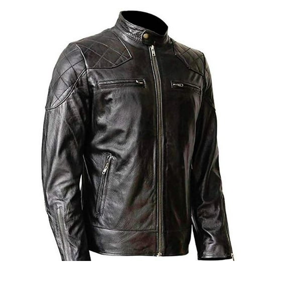 Wonderpiel Men S Genuine Lambskin Leather Biker Jacket Inspired By David Beckham Black